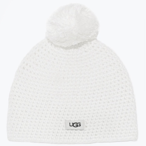UGG White Ivory Pompom Beanie Knit Hat NWT - Picture 3 of 11
